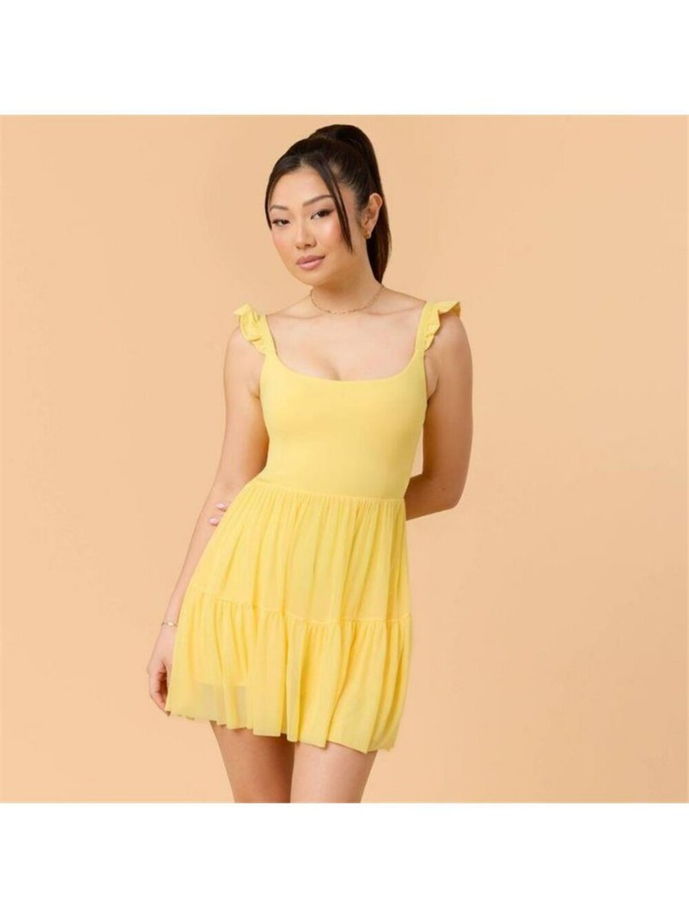 Blogilates Women's Mommy & Me Ballerina Ruffle Dress - Yellow L - Picture 2 of 5